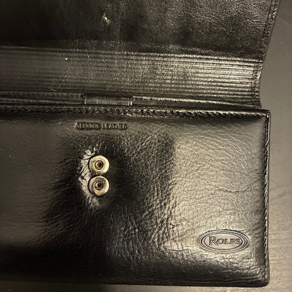 Rolfs Black Genuine Leather Clutch Wallet Vintage Kiss Lock Coin Purse Snap - Picture 5 of 10
